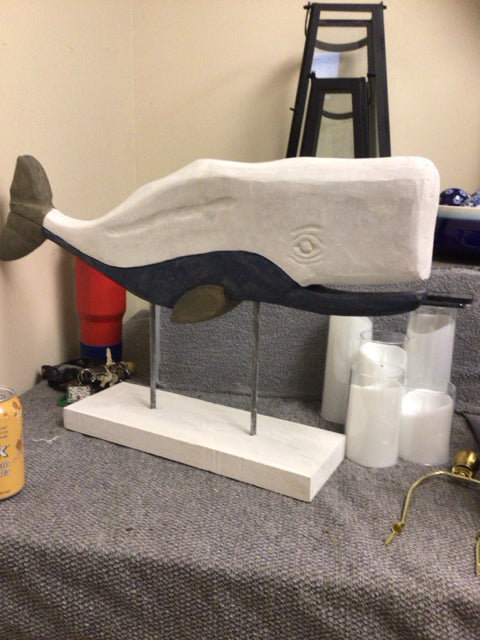 15 1/2" Wood Painted Whale