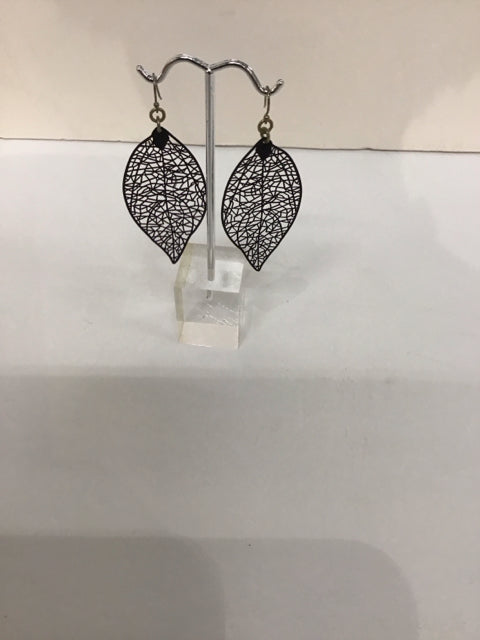 Black Leaf Dangle Earrings