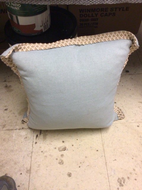 Light Blue Woven Trim Pillow