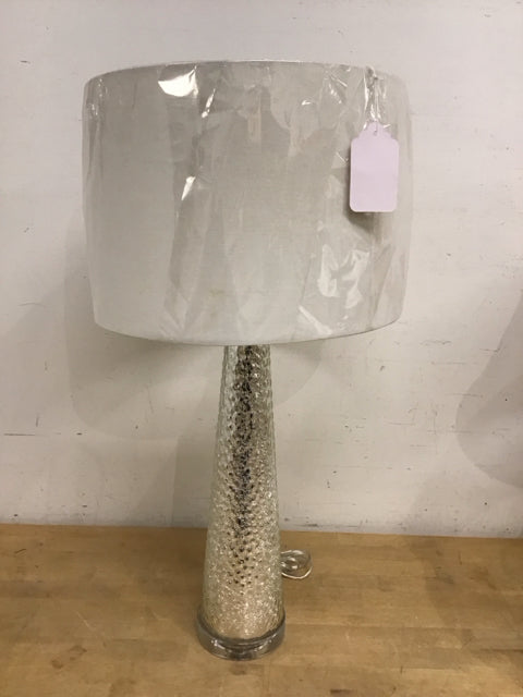 29" Crackled Mercury Glass Column Lamp