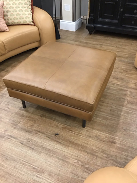 West Elm Axel Leather Ottoman