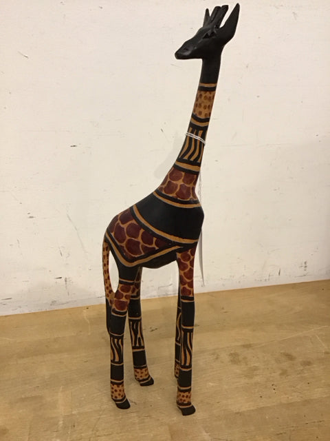 18" Painted Wood Giraffe Wood Sculpture