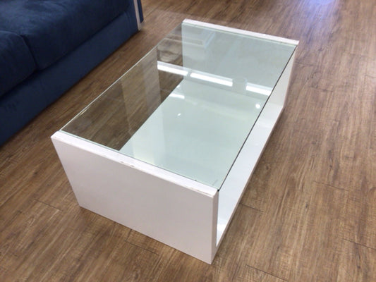 White Lacqured Glass Top Coffee Table