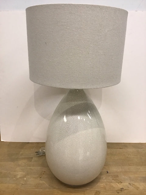 Taupe Crackled Egg Shaped Ceramic Lamp