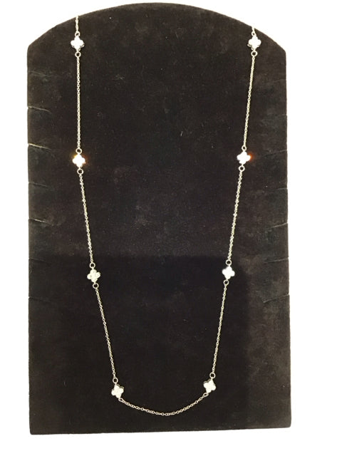 36" Cartier Style Silver Flowered Necklace
