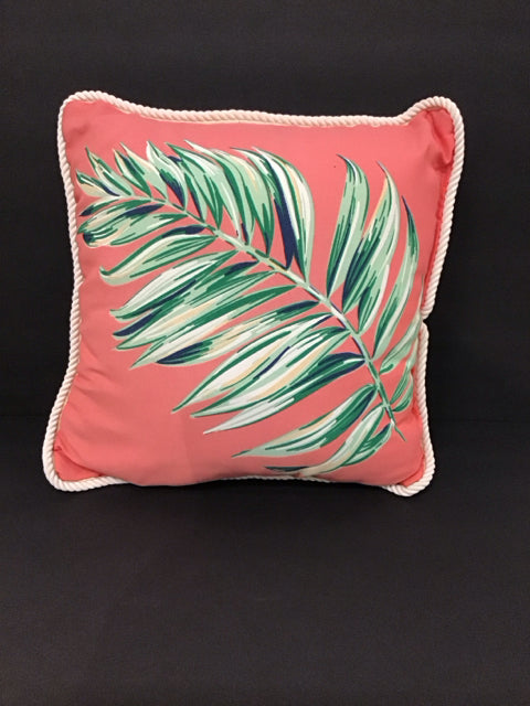 Outdoor Pillow w/Palm Design w/Braid
