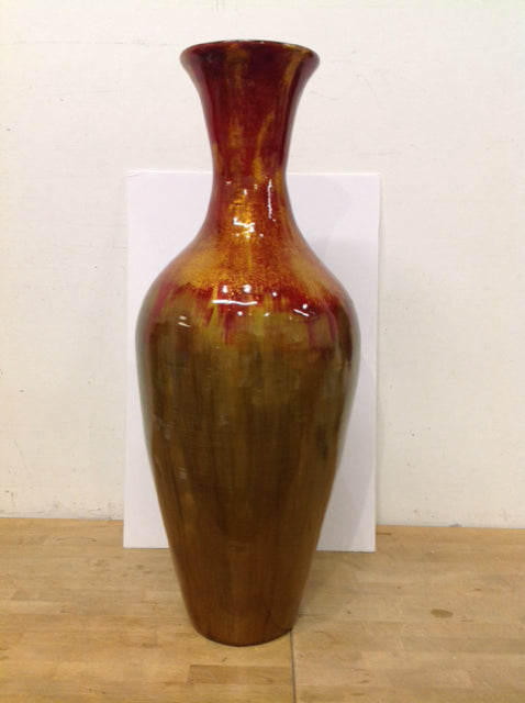 35" Glazed Wooden Vase