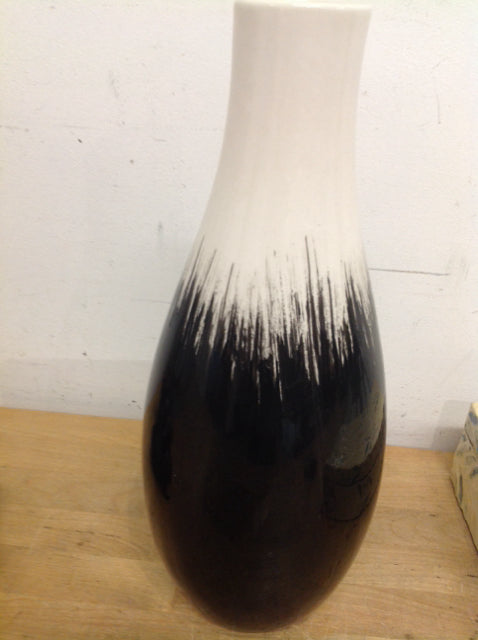 Vase- 15" Black & White Ceramic