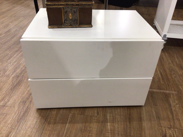 AS-IS White Two Drawer Nightstand