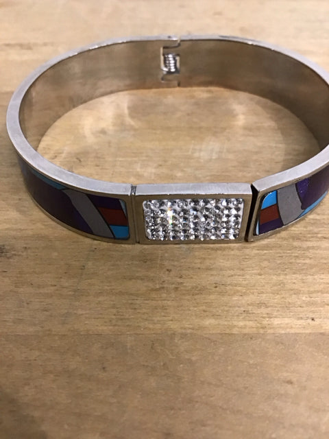 Hermes Like Blue W/Paive Stainless Bracelet