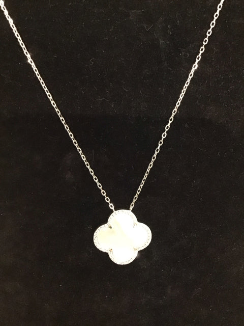 Van Cleef Style 925 Necklace MOP/Pave