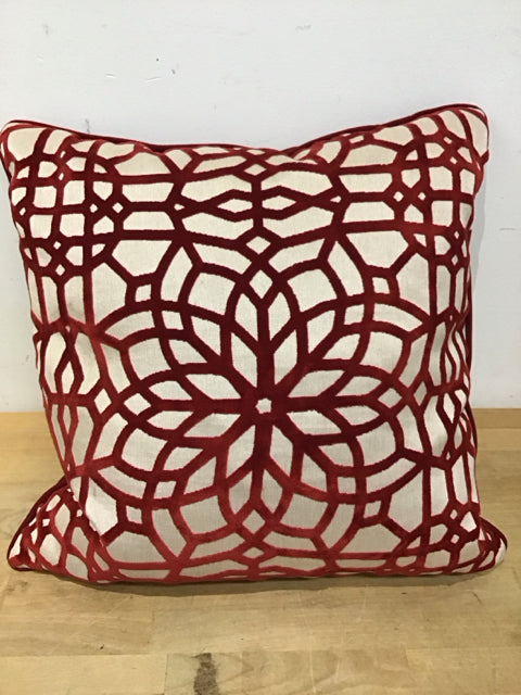 18" Burgundy/Ivory Petal Velvet Pillow