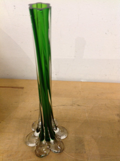 Vase- 11" Green Art Glass