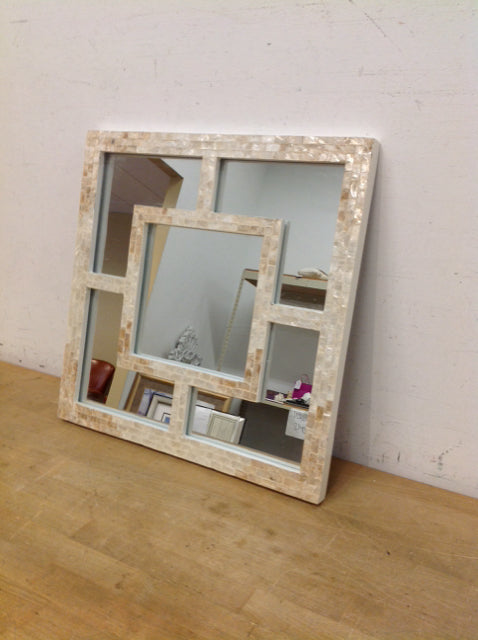 18" Sq White Mother of Pearl Mirror