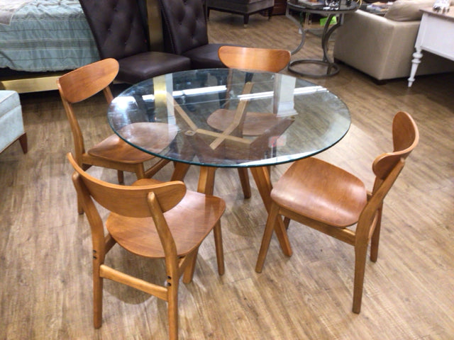 42" West Elm Jensen Round Dining Table W/4 Classic Cafe Chairs