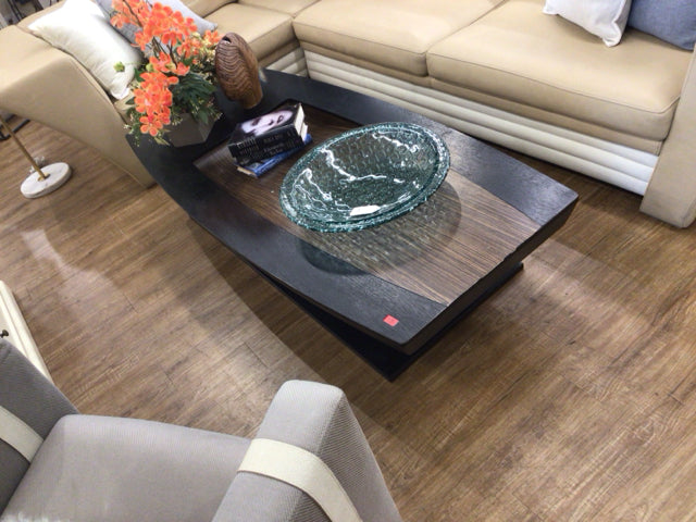 AS-IS Wood Two Tone Modern Coffee Table(Knicks Around Top)