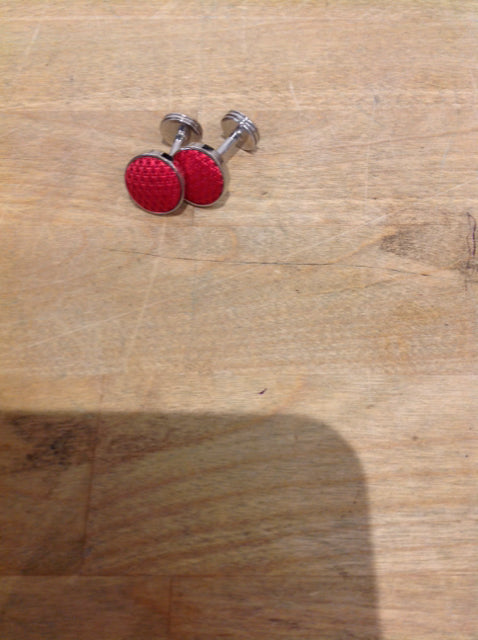 Men's - Silver & Red Cuff Links