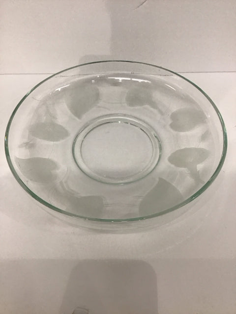 12"Rd Flower Etched Glass Bowl