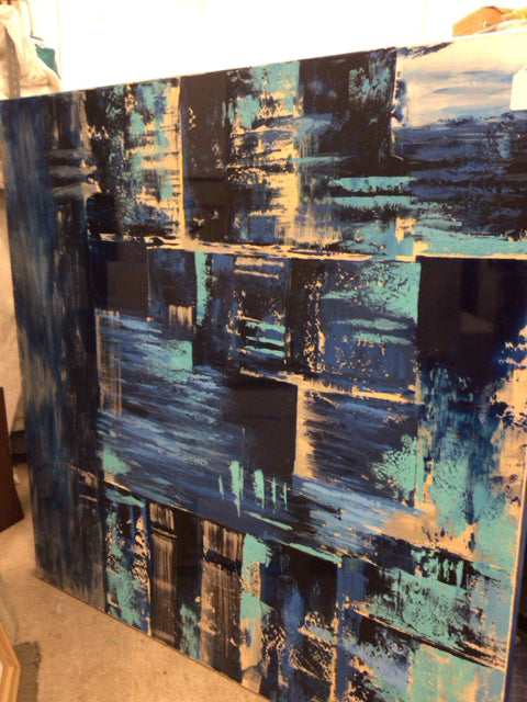 72x72 Blue Abstract Canvas Art