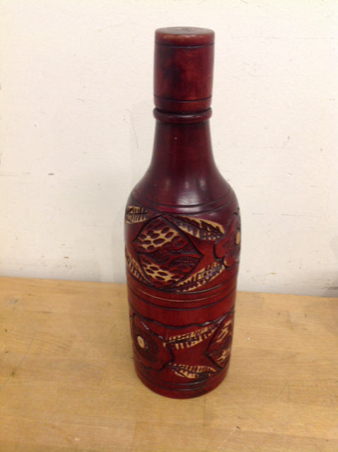 15" Wood Carved Bottle