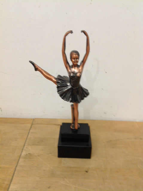 14" Black & Copper Resin Ballerina Statue