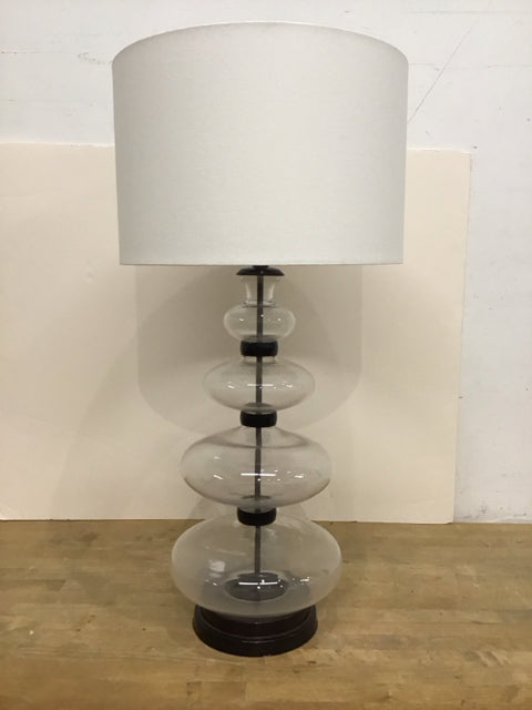 35" PB Graduated Glass Stacked Lamp w/Drum Shade