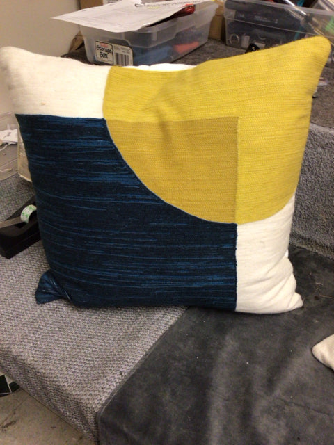 Cream/Blue/Yellow Fabric Pillow