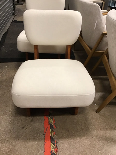 Cream Upholstered Low Wood Chair