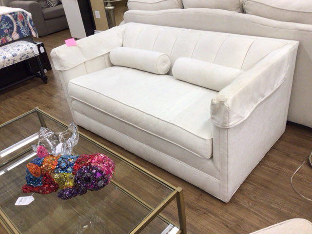 AS-IS White Fabric Sofa(Soiled)