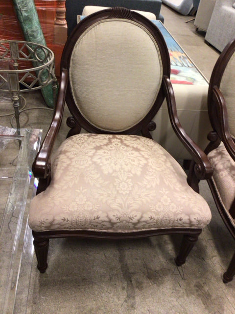 Bernhardt Furniture Oval Back Fabric & Wood Arm Chair