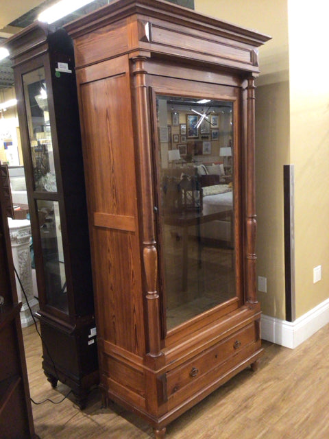 AS-IS Dark Wood China Cabinet(Damage To Top Trim)