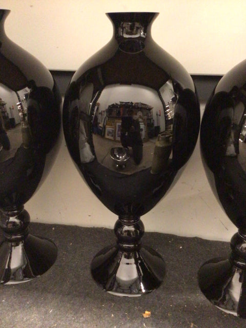28" Black Glass Vase/Urn