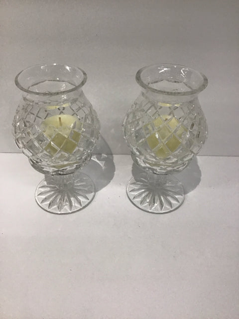 7" Pair Cut Crystal Candle Holders