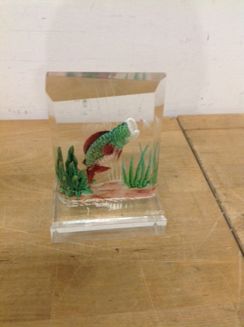 6" Signed Lucite Fish Sculpture