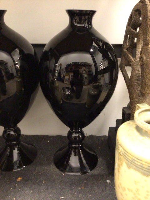 28" Black Glass Vase/Urn