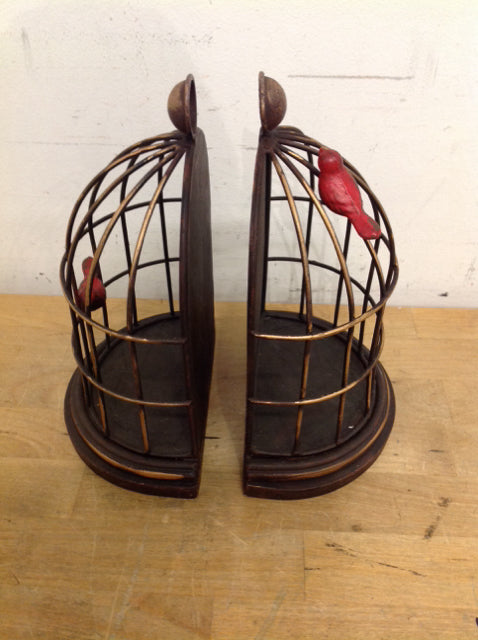 9" Pair Of Metal Birdcage Bookends