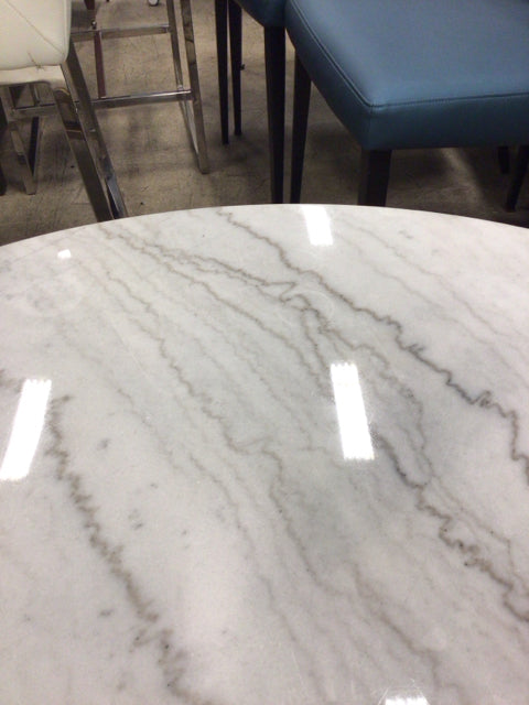 AS-IS 40" Round Marble Top Metal Base Coffee Table(Ring Mark/Scratches)