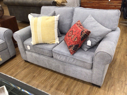 65" Created For Macys Ladlow Grey Fabric Love Seat W/2 Pillows