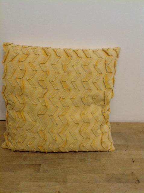 Yellow Tie Died Zigzag Feather Pillow
