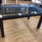 Glass Top Leather Wrapped Base Dining Table