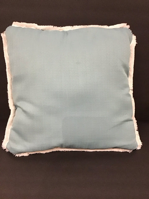 Teal Pillow w/White Fringe