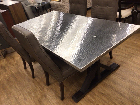 AS-IS Bernhardt Furniture Rectangle Hammered Metal Dining Table