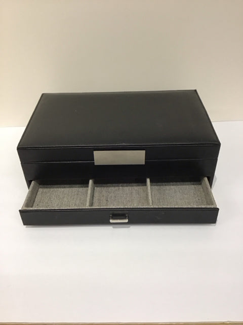 12x7.5 Black Leather Men's Jewelry Box