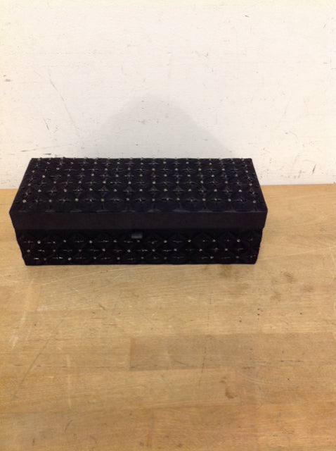 12x5 Black Fabric & Bead Decorated Box