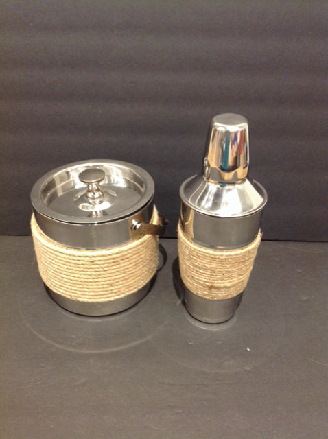 Stainless Rope Wrapped Shaker w/Ice Bucket