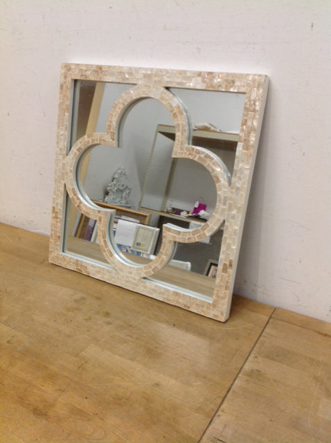 18" Sq White Mother of Pearl Mirror