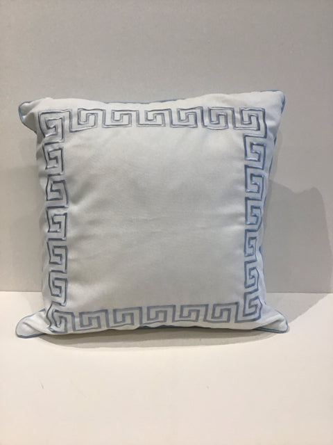 Blue/White Greek Key Design Pillow