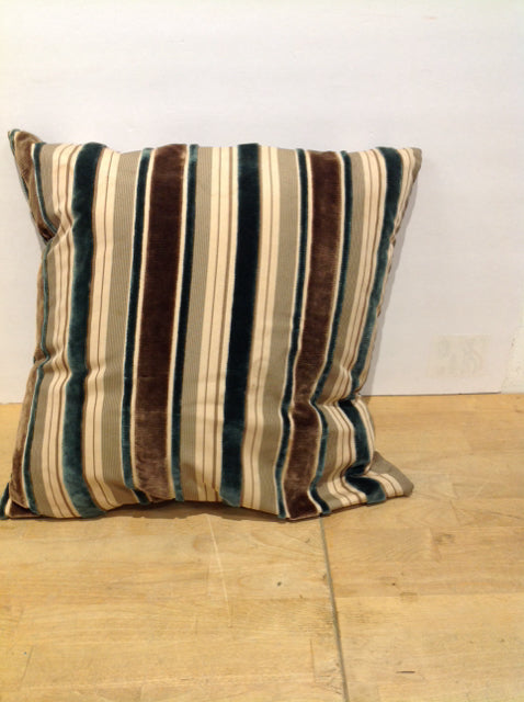 Brown/Green Velvet Striped Pillow