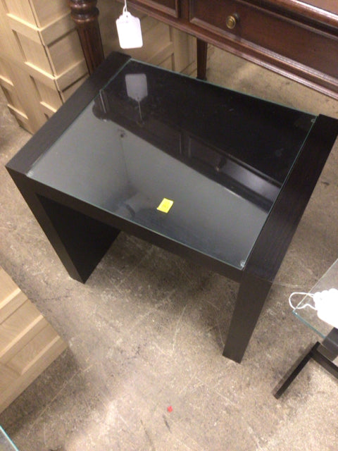 IKEA Black Glass Center End Table