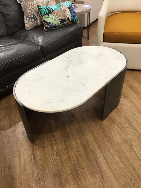 Crate & Barrel Holm Oval Marble Coffee Table